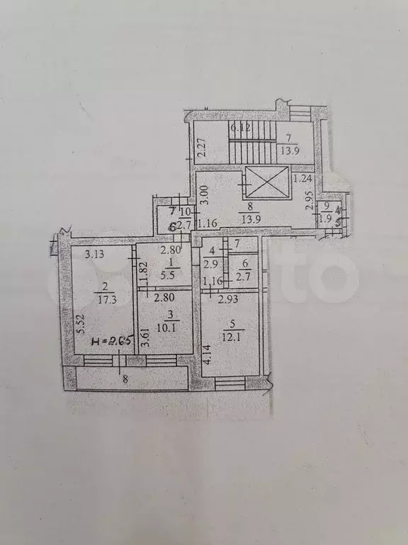 2-к. квартира, 55,4 м, 2/10 эт. - Фото 0