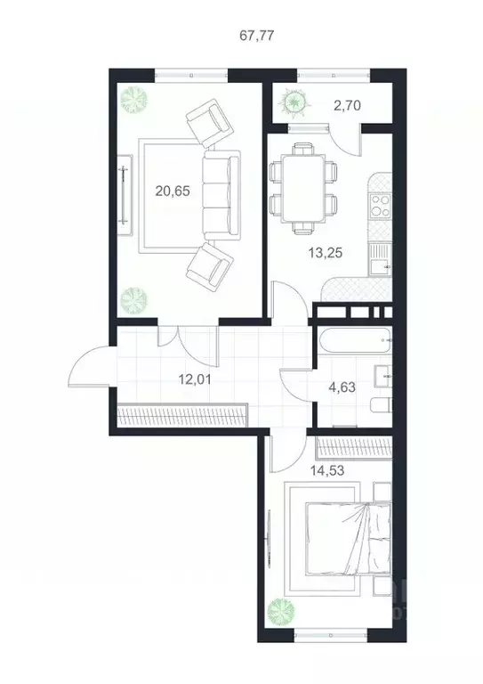 2-к кв. Дагестан, Каспийск просп. Акулиничева (67.77 м) - Фото 0