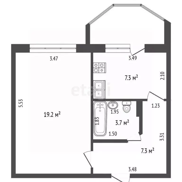 1-к кв. Ростовская область, Аксай ул. Коминтерна, 139Б (37.5 м) - Фото 1