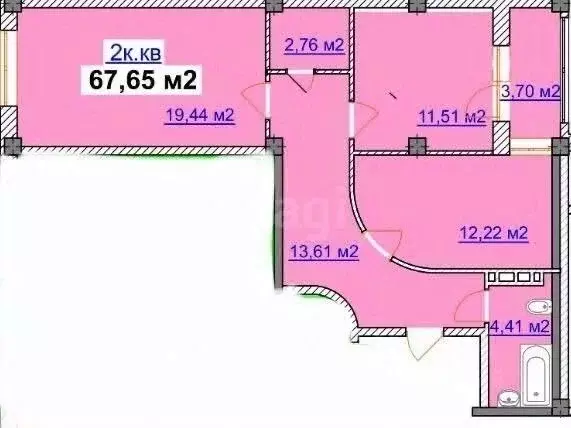 2-к кв. Дагестан, Каспийск просп. Акулиничева, 33А (67.7 м) - Фото 2