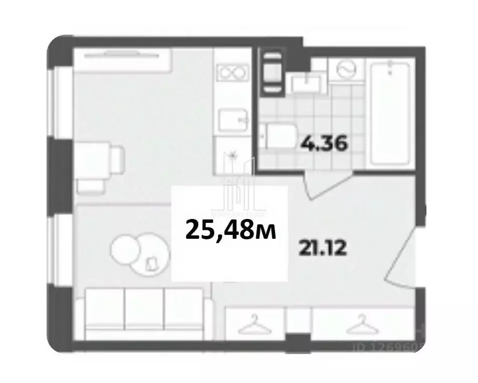 Студия Санкт-Петербург Лиговский просп., 127 (25.48 м) - Фото 2