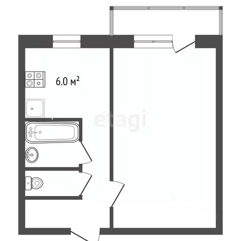1-к кв. Челябинская область, Челябинск ул. Энгельса, 50А (30.5 м) - Фото 2