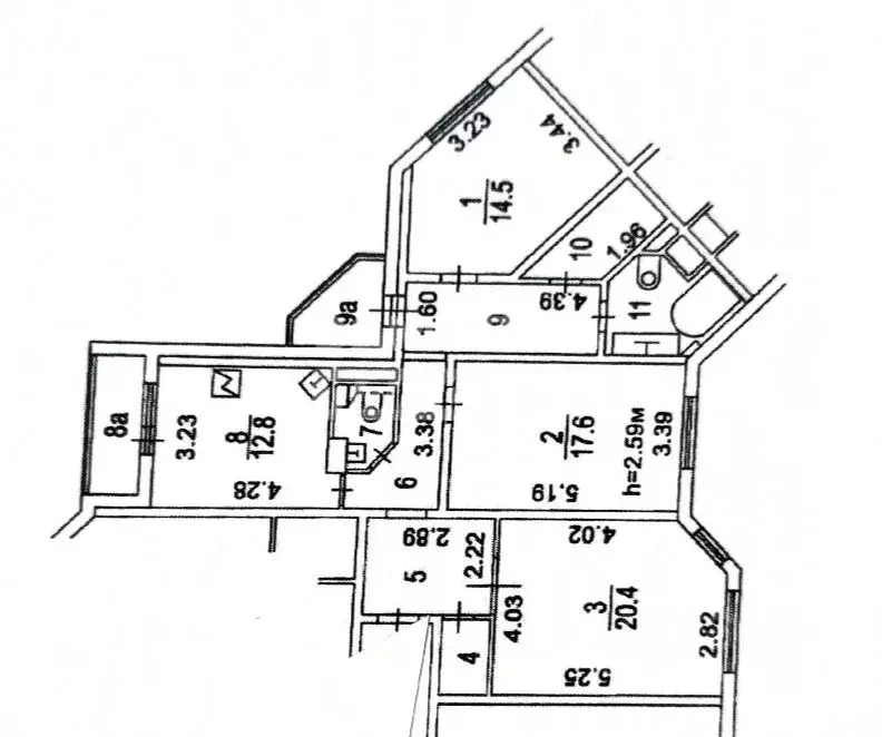 3-к кв. Москва ул. Маршала Савицкого, 12к1 (95.6 м) - Фото 2