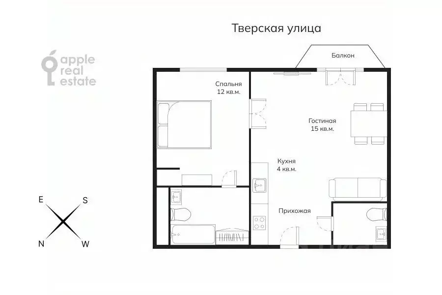 2-к кв. Москва Тверская ул., 15 (40.0 м) - Фото 1