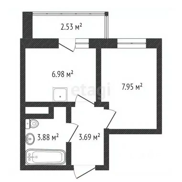 1-к кв. Амурская область, Благовещенск ул. Мухина, 47 (25.0 м) - Фото 2