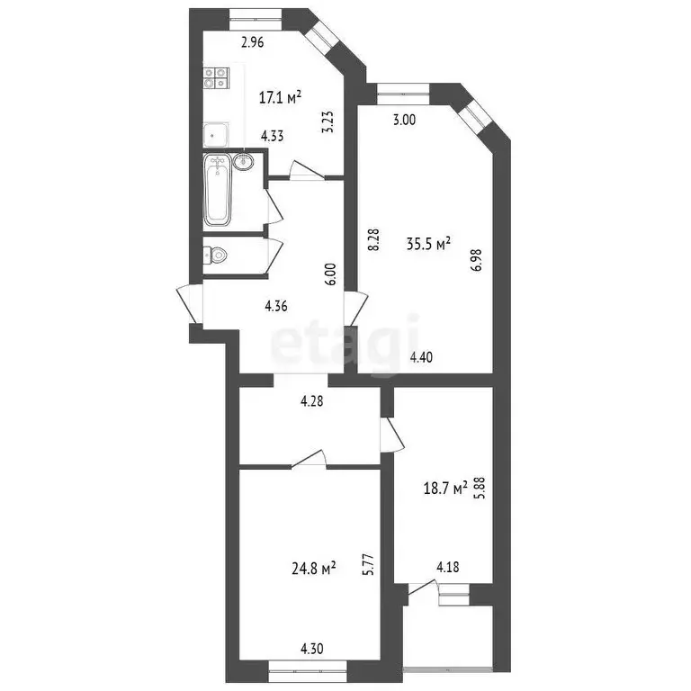 3-комнатная квартира: Белгород, улица Губкина, 49А (133.8 м) - Фото 1