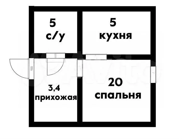 Апартаменты-студия, 33,4 м, 1/3 эт. - Фото 0