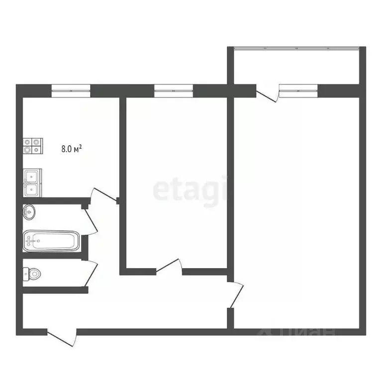 2-к кв. ханты-мансийский ао, сургут ул. лермонтова, 13/1 (44.7 м) - Фото 1