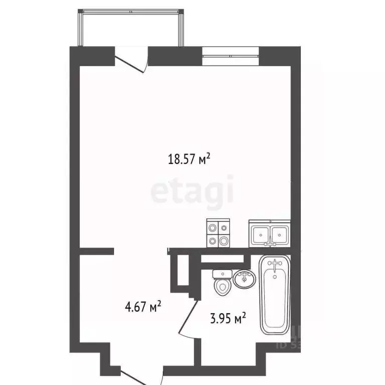 Студия Ростовская область, Ростов-на-Дону ул. Нансена, 109/5 (31.0 м) - Фото 2