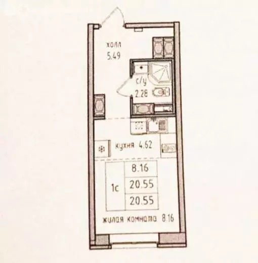 Квартира-студия: посёлок Парголово, Заречная улица, 46к1 (20.6 м) - Фото 1