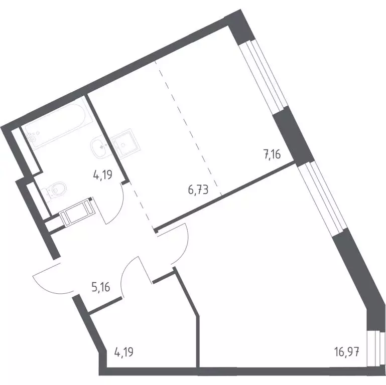 1-комнатная квартира: село Лайково, 62 (43.7 м) - Фото 0