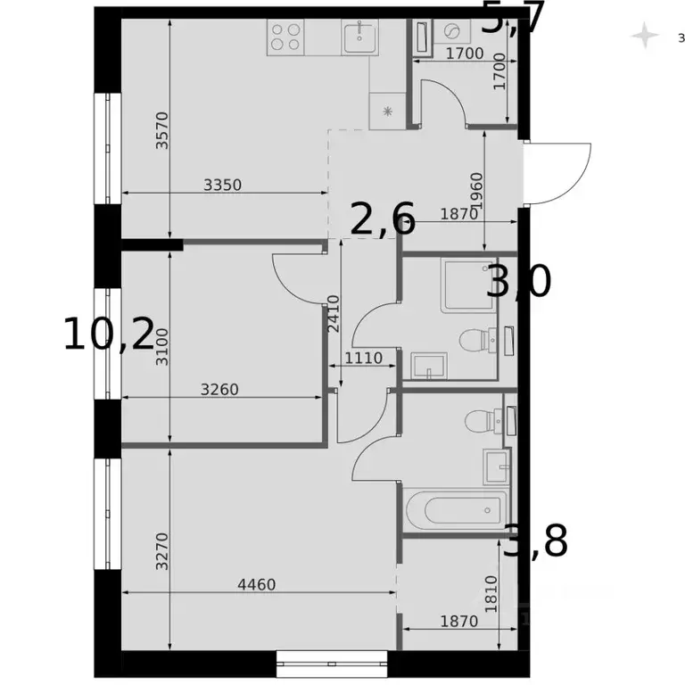 2-к кв. Татарстан, Казань Даурская ул., 2А (61.0 м) - Фото 1