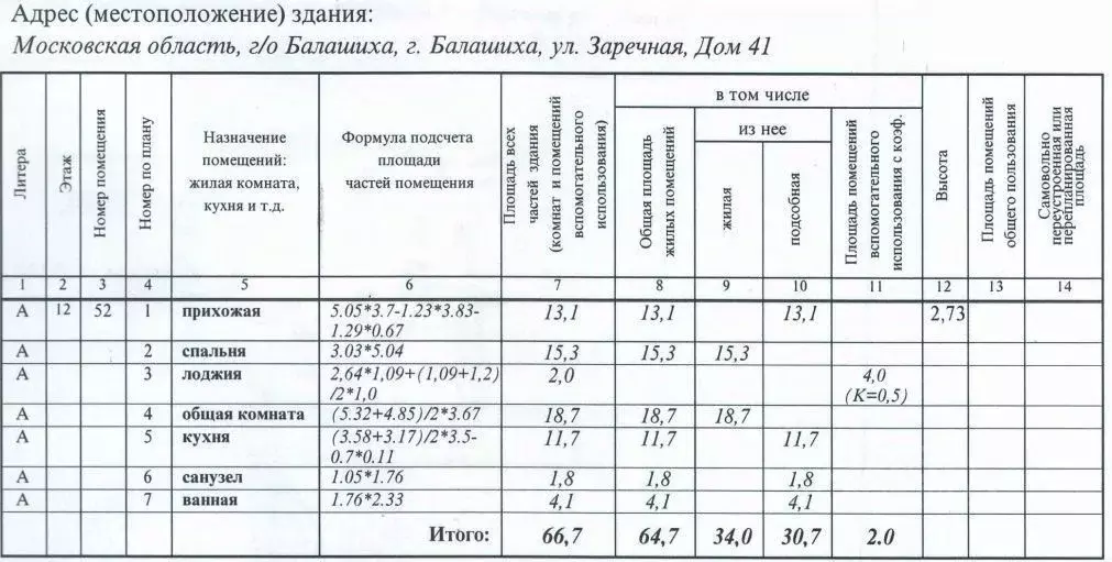 2-к кв. Московская область, Балашиха Заречная ул., 41 (64.0 м) - Фото 0