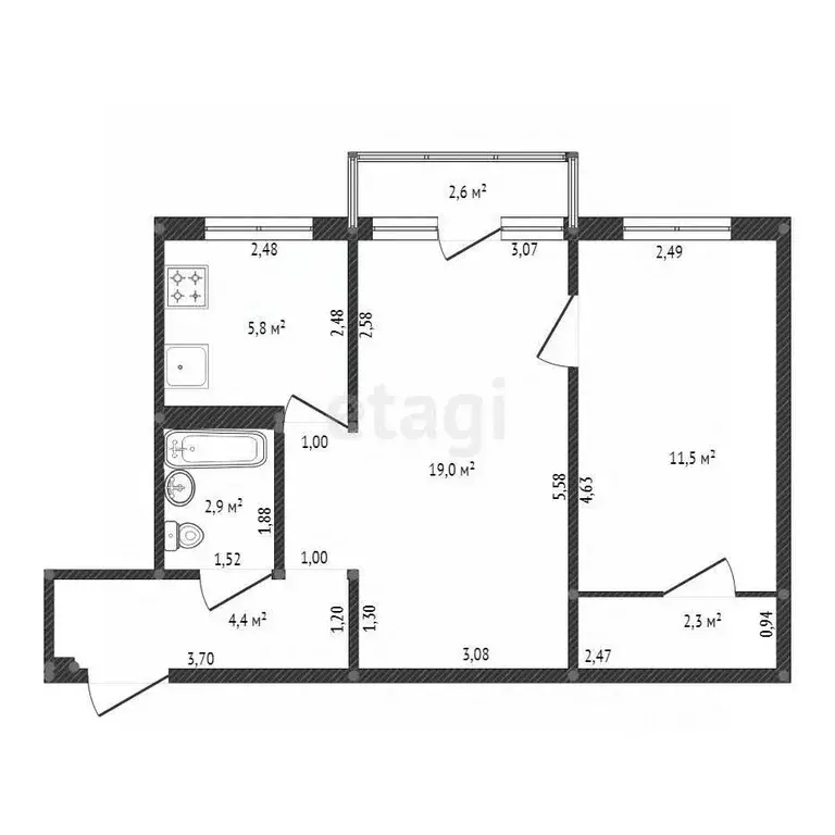 2-к кв. Башкортостан, Уфа ул. Шафиева, 18 (45.9 м) - Фото 0
