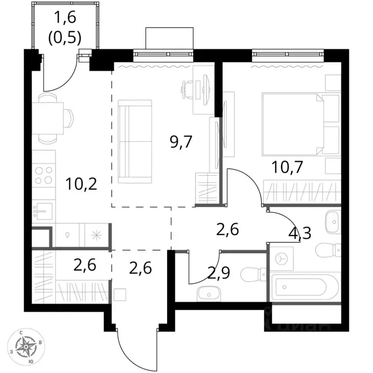 2-к кв. Московская область, Химки Клязьма-Старбеево мкр, Международный ... - Фото 2