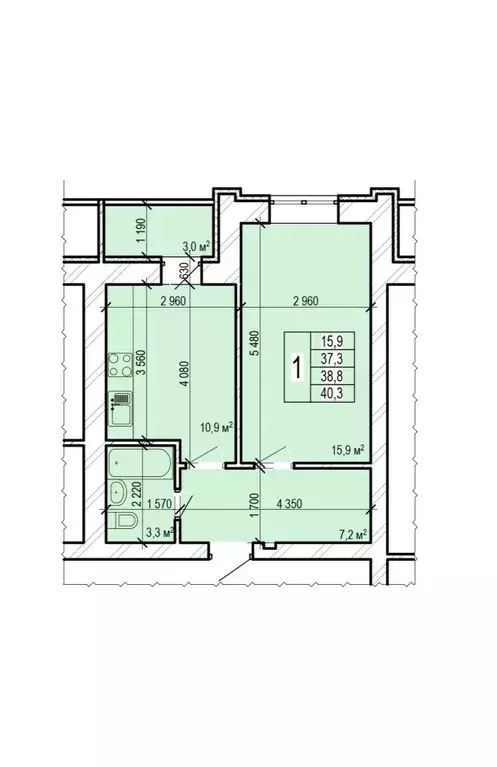 1-к кв. Саратовская область, Энгельс Новобазарная ул., 4 (40.3 м) - Фото 1