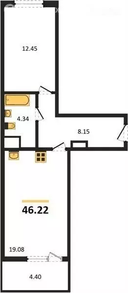 1-комнатная квартира: Воронеж, Краснознамённая улица, 72 (46.22 м) - Фото 1