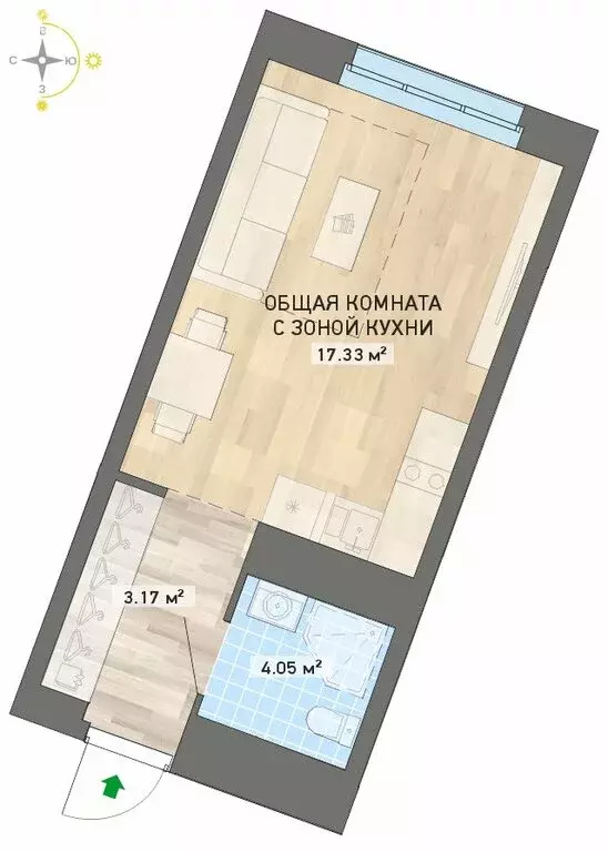 Квартира-студия: Екатеринбург, улица Николая Кичигина, 7 (26.63 м) - Фото 0