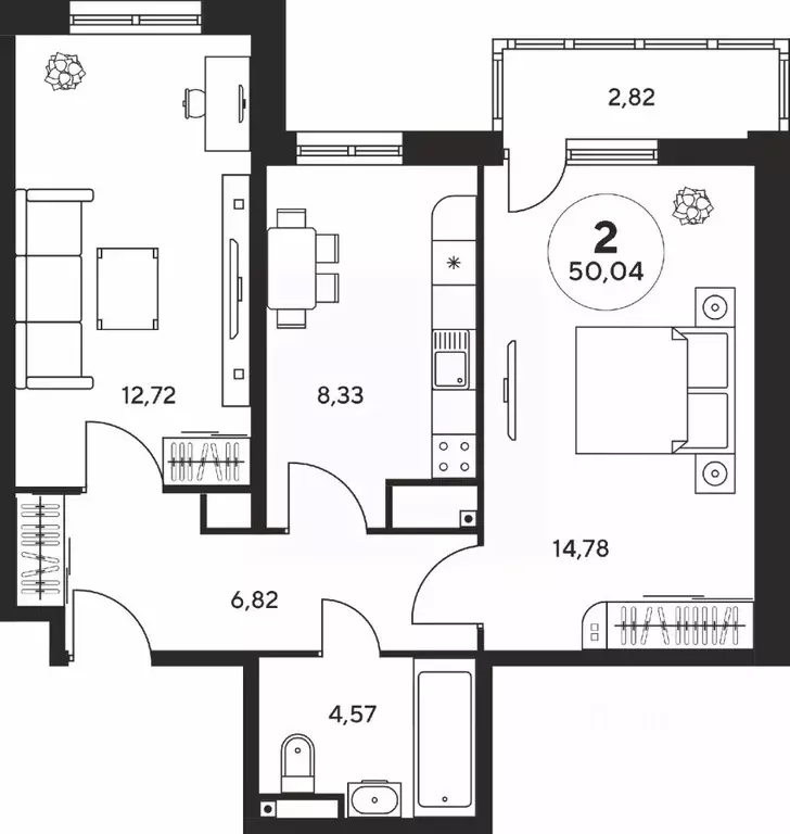 2-к кв. Ростовская область, Ростов-на-Дону ул. Нансена, 107/5 (49.9 м) - Фото 1