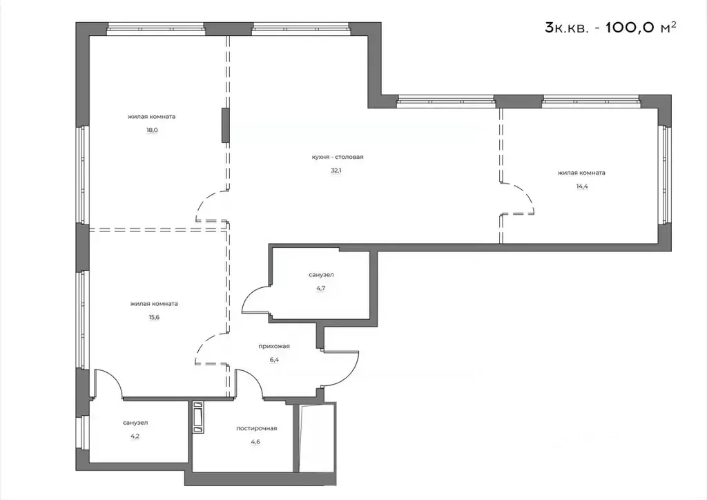 3-к кв. Пензенская область, Пенза Велларт Сити жилой комплекс (100.0 ... - Фото 1