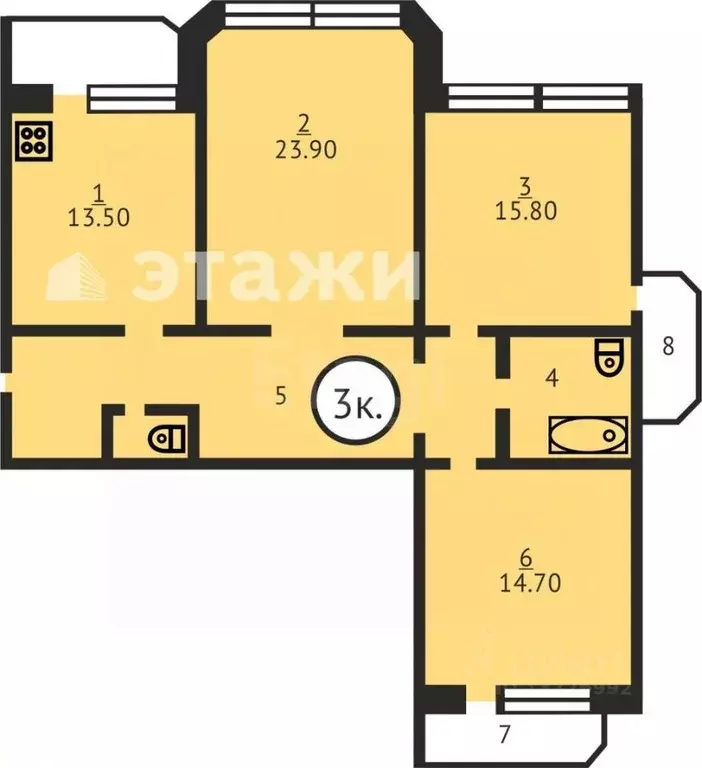 3-к кв. Саратовская область, Саратов Техническая ул., 20 (64.2 м) - Фото 1