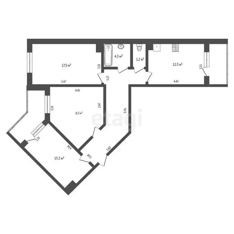 3-комнатная квартира: Калуга, Московская улица, 311к3 (80 м) - Фото 0