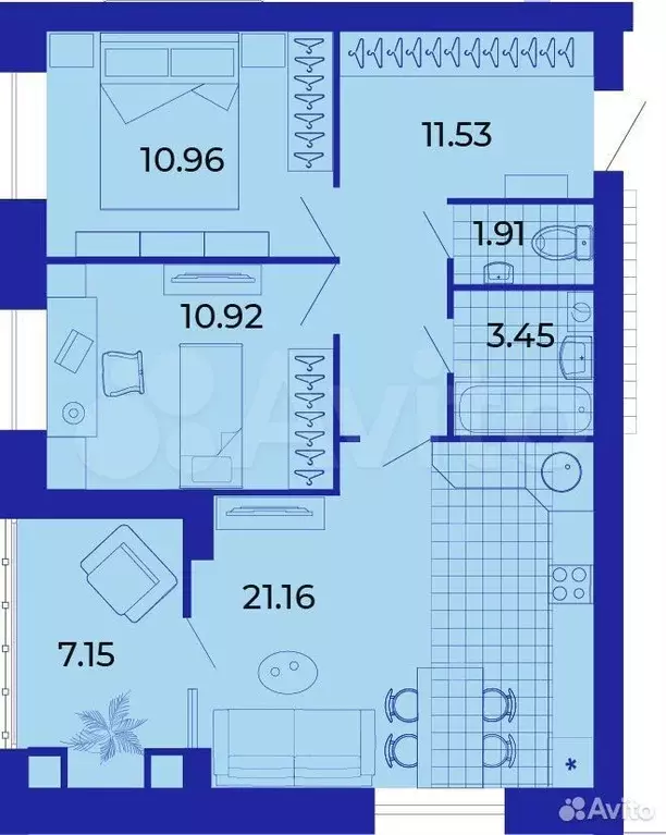 2-к. квартира, 67,1 м, 9/9 эт. - Фото 1