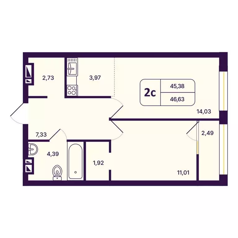 2-комнатная квартира: Новосибирск, Кировский район, Северо-Чемской ... - Фото 0