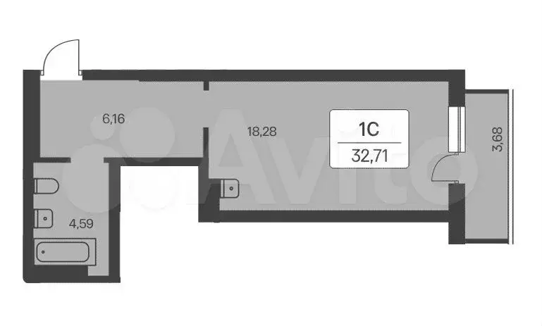 Квартира-студия, 32,5 м, 21/27 эт. - Фото 0