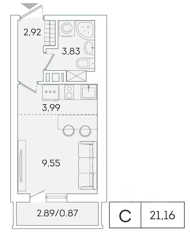 Студия Ленинградская область, Мурино Всеволожский район, ул. Графская, ... - Фото 1