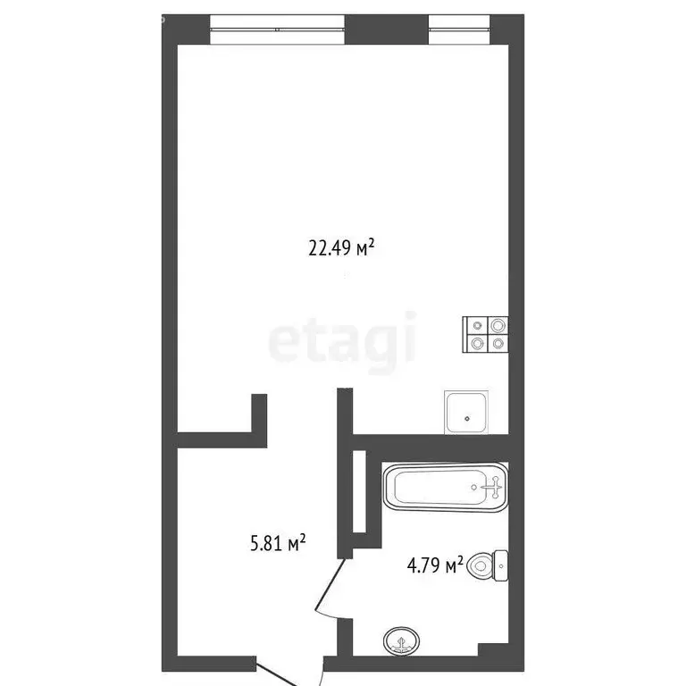 Квартира-студия: Тюмень, Краснооктябрьская улица, 8 (33 м) - Фото 1