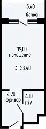 Квартира-студия: село Агой, Звёздный бульвар (33.4 м) - Фото 0