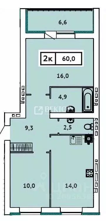 2-к кв. Ивановская область, Иваново ул. 2-я Чайковского, 40 (60.0 м) - Фото 2