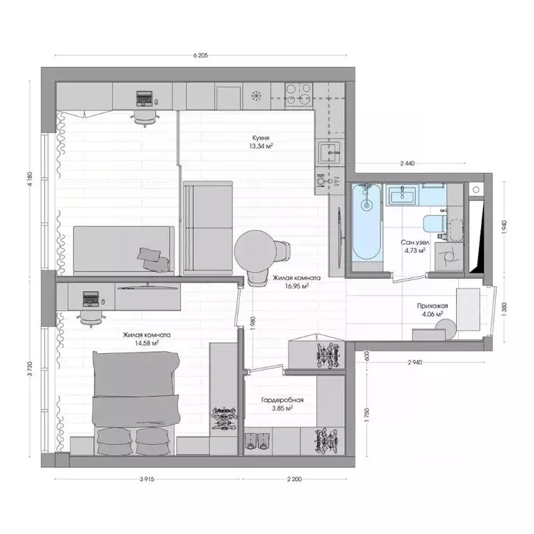 2-к кв. Приморский край, Владивосток ул. Нейбута (59.43 м) - Фото 1