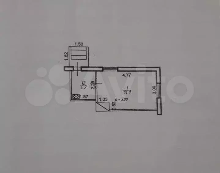 1-к. квартира, 18,3 м, 1/1 эт. - Фото 0