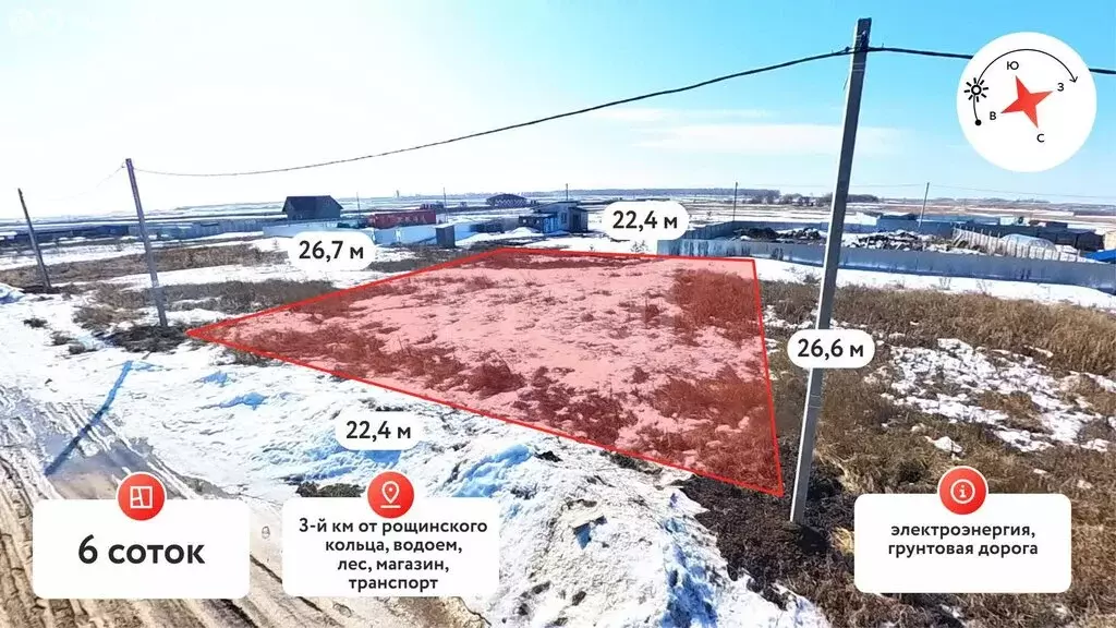 Участок в Тюмень, Ирбитский Тракт, 3-й км от Рощинского Кольца (6 м) - Фото 2