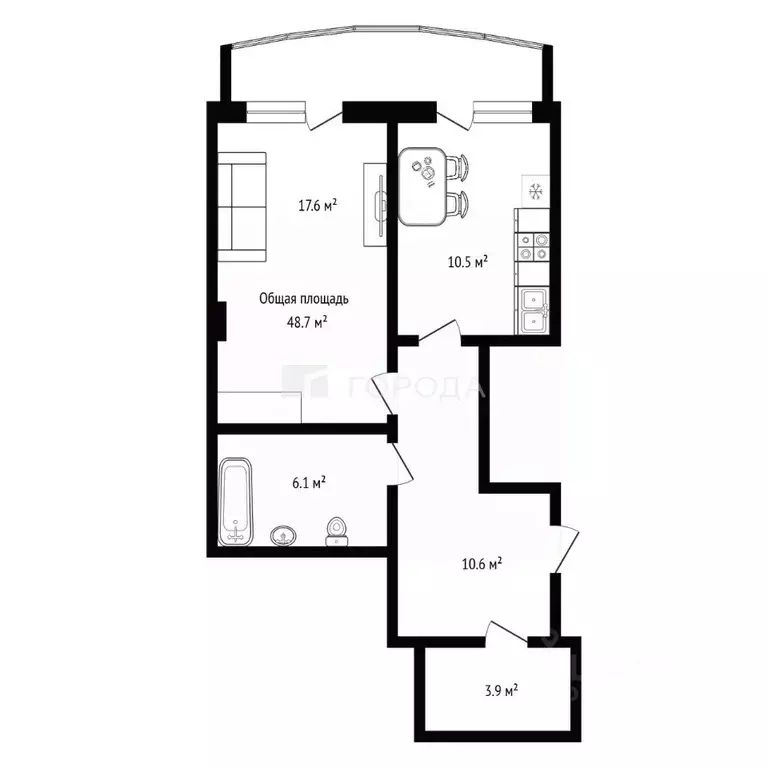 1-к кв. Новосибирская область, Новосибирск Закаменский мкр, 11 (48.7 ... - Фото 2