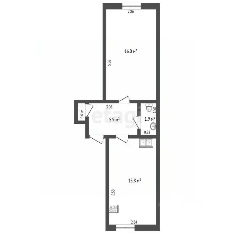 2-к кв. Архангельская область, Архангельск Советская ул., 63к2 (39.8 ... - Фото 1