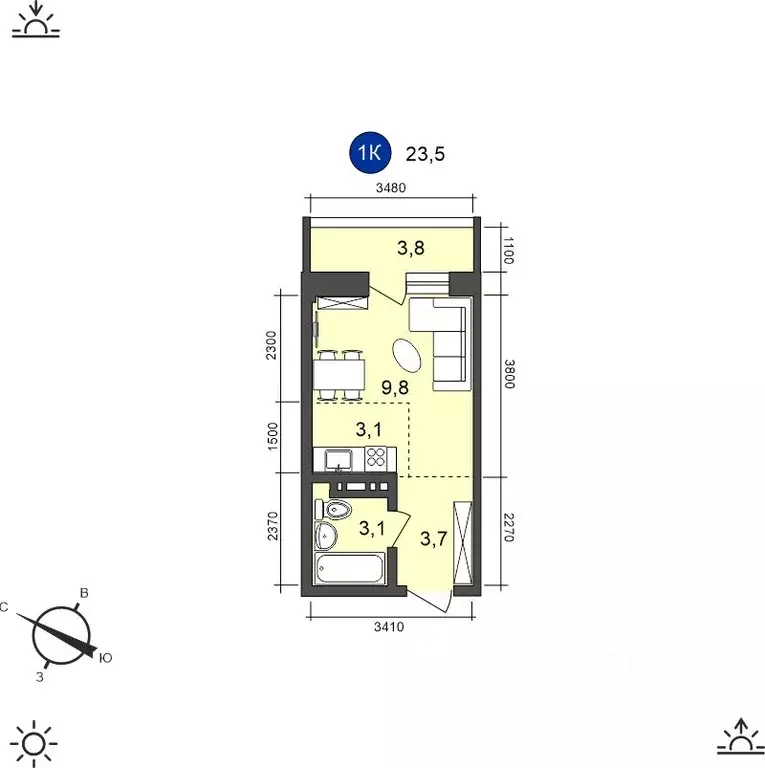 1-к кв. Иркутская область, Иркутск ул. Старо-Кузьмихинская (23.5 м) - Фото 0