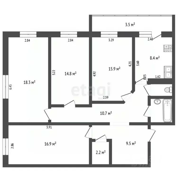 4-к кв. Татарстан, Набережные Челны ул. Раскольникова, 17 (100.6 м) - Фото 2