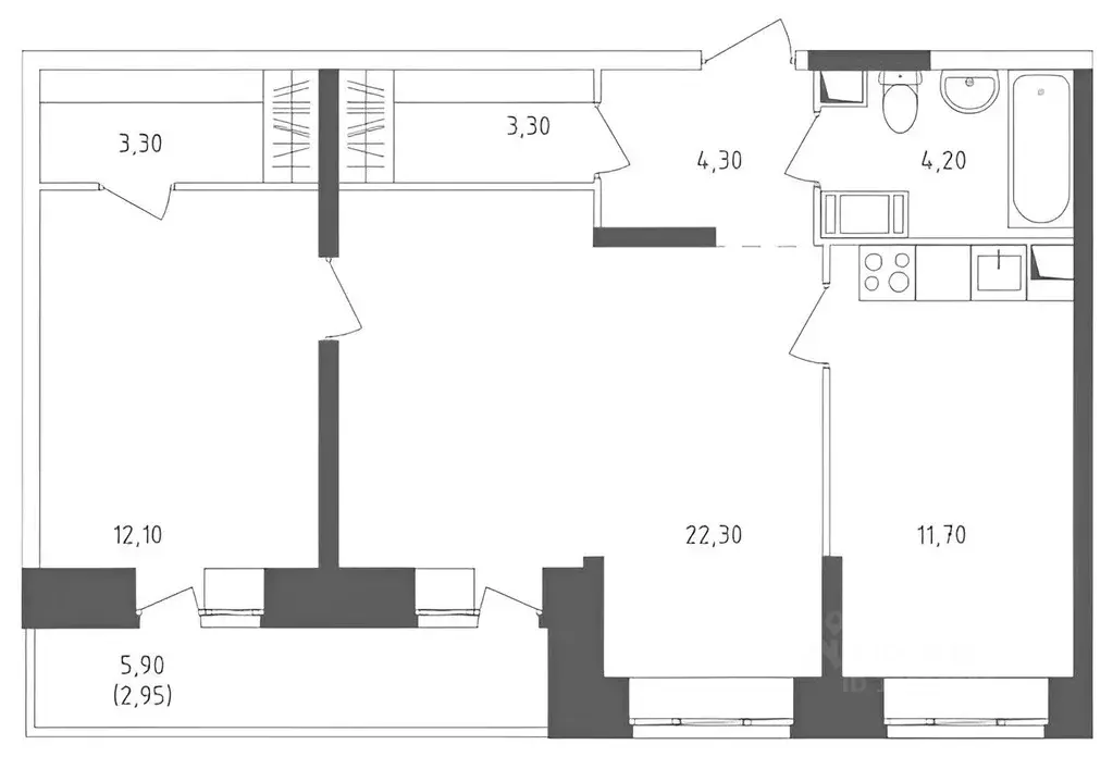 2-к кв. Московская область, Люберцы Зенино ЖК Самолет мкр, ул. Камова, ... - Фото 2