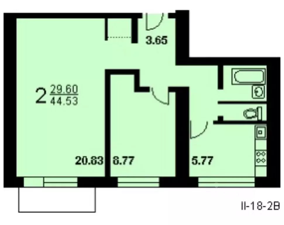 2-к кв. Москва Тимуровская ул., 3К2 (45.7 м) - Фото 1