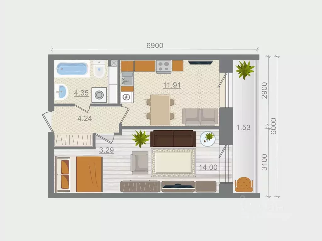 1-к кв. Ленинградская область, Ломоносовский район, Горбунковское ... - Фото 1