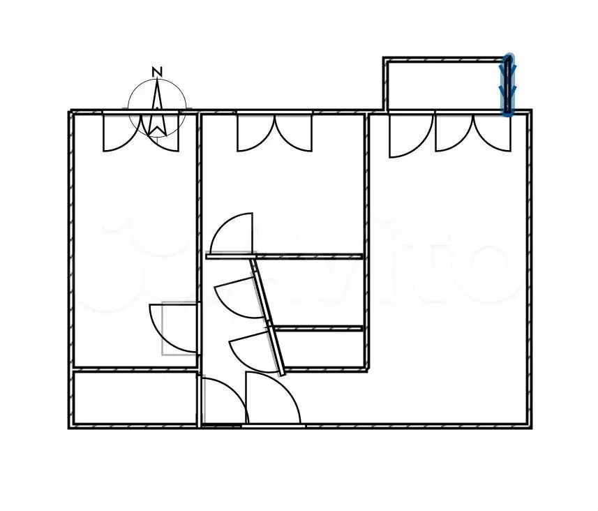 2-к. квартира, 46 м, 4/5 эт. - Фото 0
