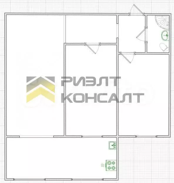 3-к. квартира, 59 м, 1/2 эт. - Фото 0