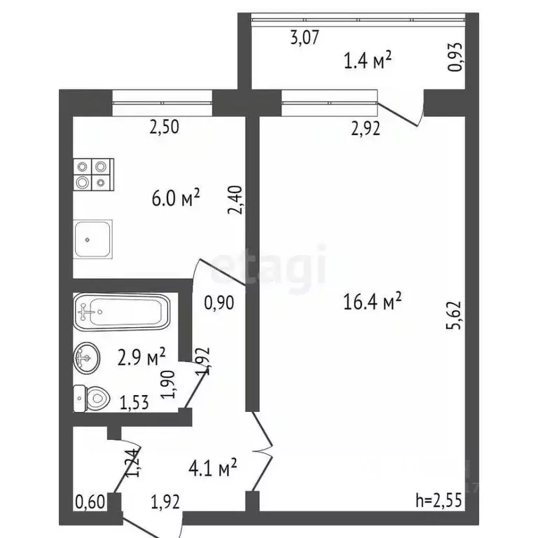 1-к кв. Брянская область, Брянск Бежицкая ул., 329 (30.1 м) - Фото 1