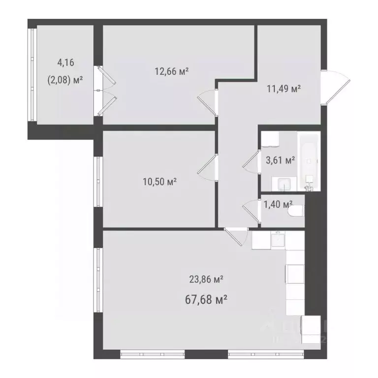 2-к кв. Сахалинская область, Южно-Сахалинск Зеленая Планета на Мира ... - Фото 1