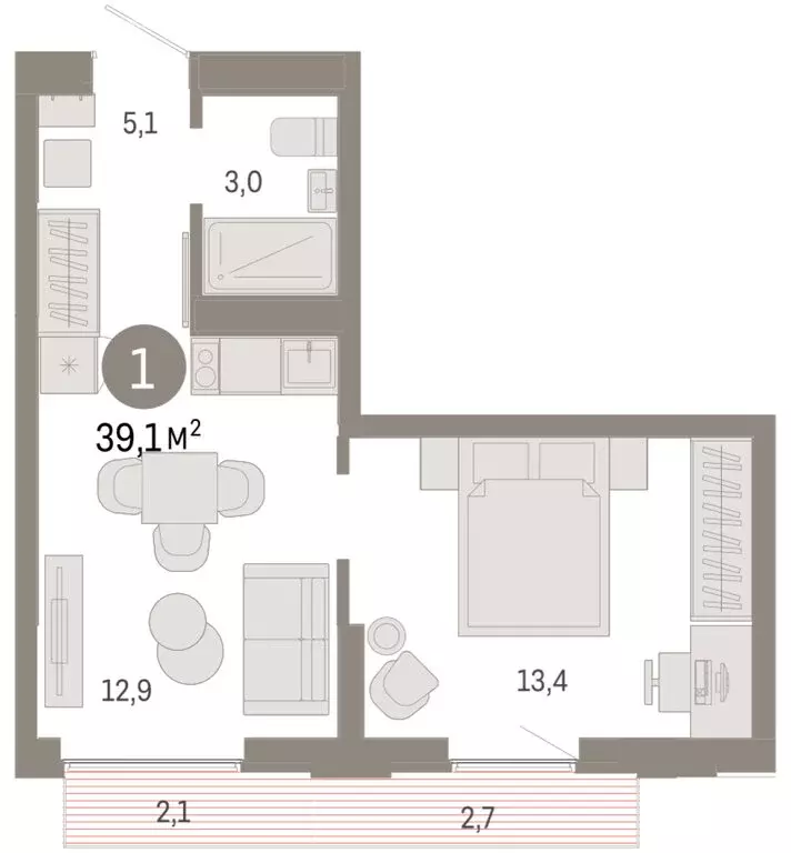 1-комнатная квартира: Екатеринбург, улица Гастелло, 19А (39.13 м) - Фото 2