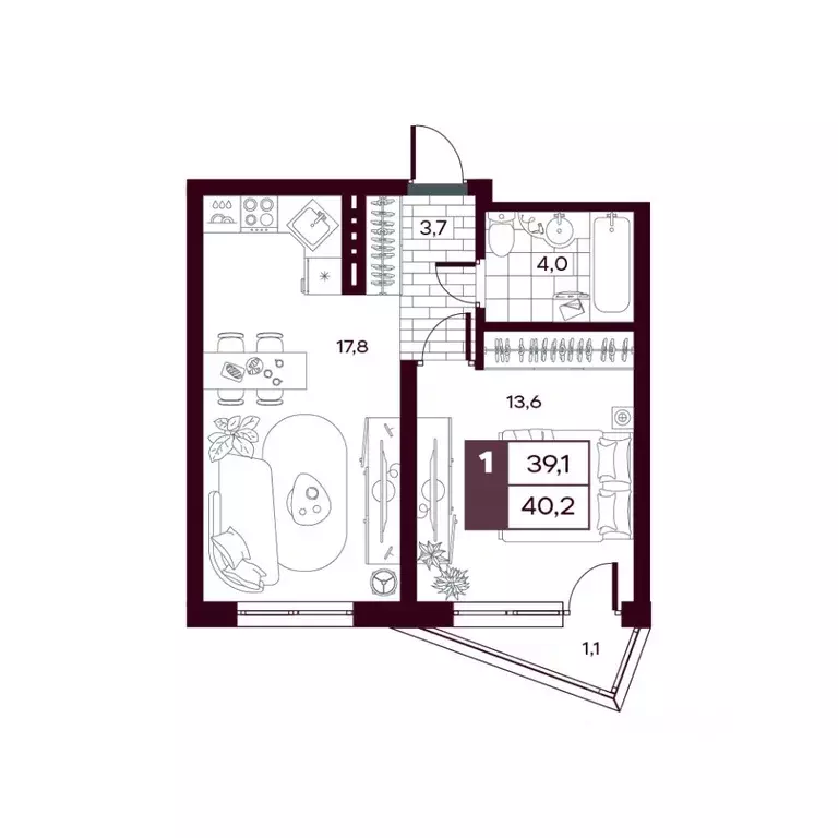 1-к кв. Тюменская область, Тюменский муниципальный округ, д. Дударева ... - Фото 1
