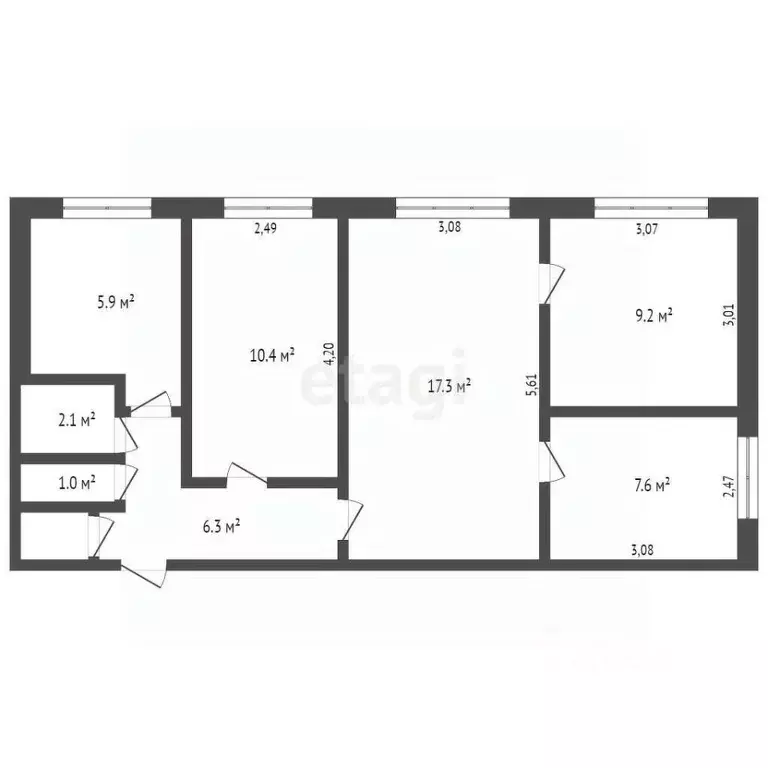 4-к кв. Кемеровская область, Междуреченск Октябрьская ул., 12 (60.7 м) - Фото 1